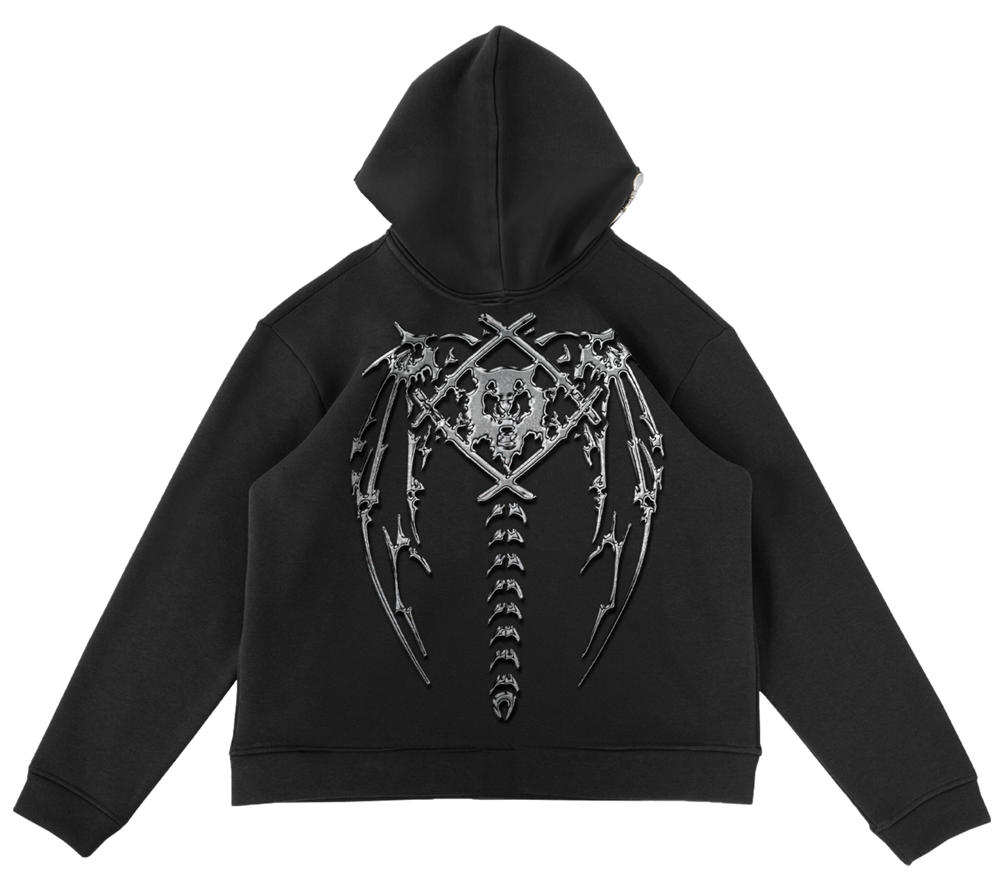HS Chrome Spine Zip Black Hoodie