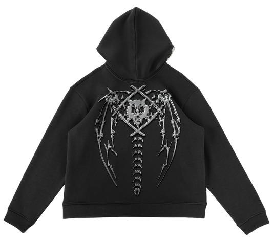 HS Chrome Spine Zip Black Hoodie